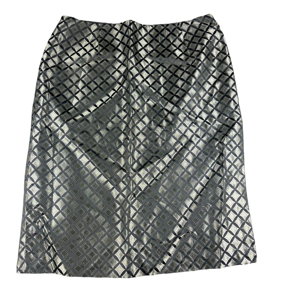 Oscar De La Renta Skirt Women's 14 Gray Lined Diamonds Office Business Preppy